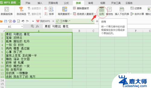 EXCEL表格中将一个单元格的多个内容拆分为独立的单元格的方法