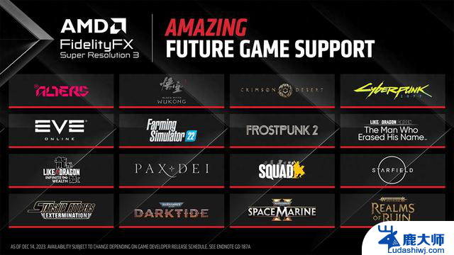 AMD公布FSR 3支持游戏黑神话和赛博朋克2077
