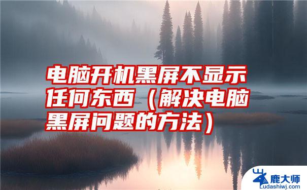 手提电脑开不了机怎么办 屏幕黑屏 笔记本电脑电源指示灯亮但是黑屏怎么办