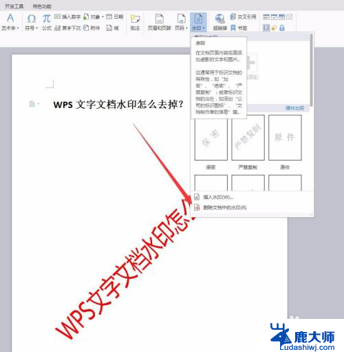 wpsword怎么去掉水印 如何在WPS文字文档中去掉水印