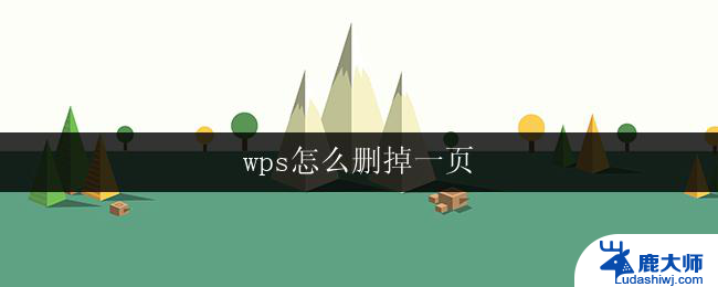 wps怎么删掉一页 wps文档怎么删除一页